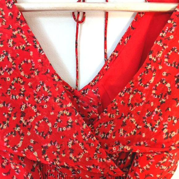 Floral red wrap dress - Picture 2 of 3